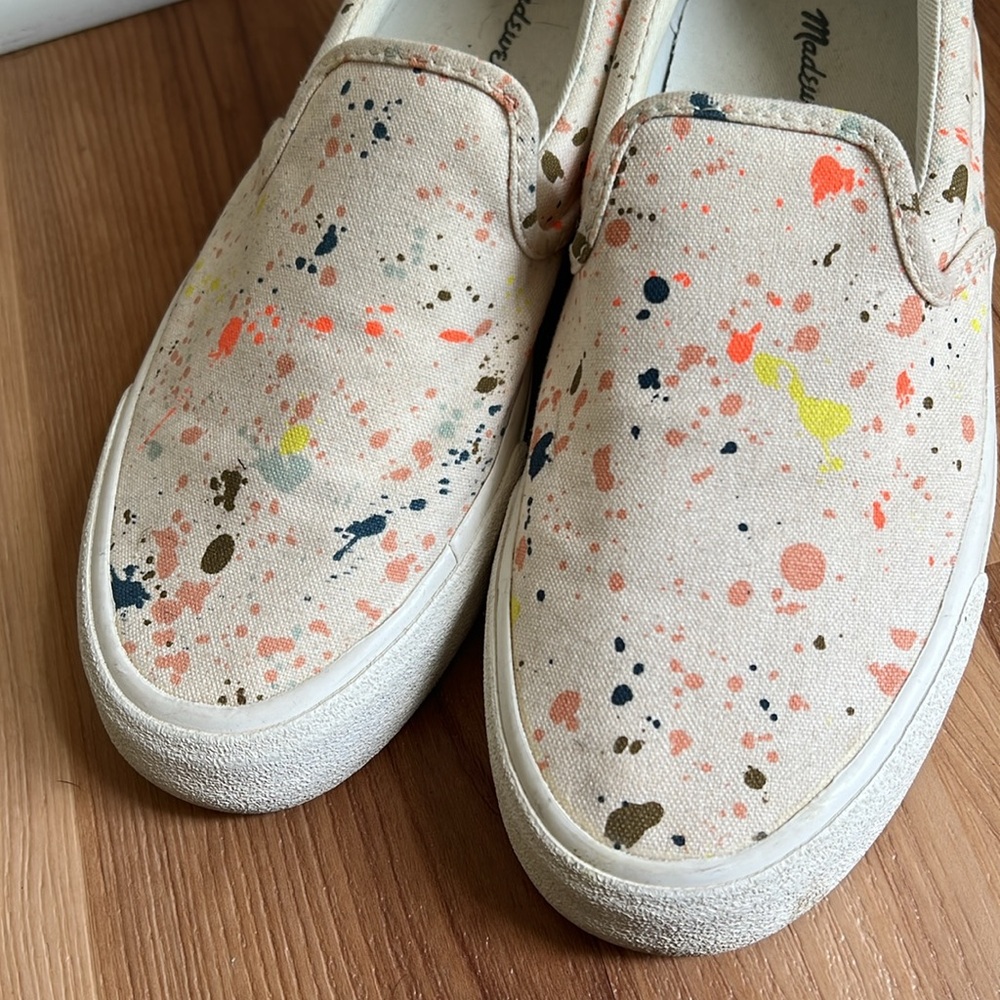 Madewell Womens Sidewalk Slip-On Sneakers in Paint Spattered Recycled Canvas - Picture 4 of 10